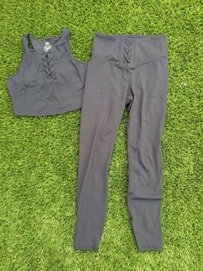 JoyLab Lace-Up Active Set Black Top M + Leggings S 🖤